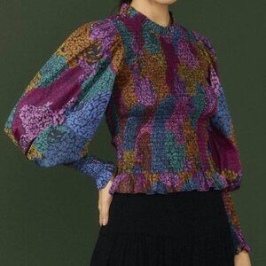 Farm Rio Rainbow Mix Blouse in Leopard Size Medium